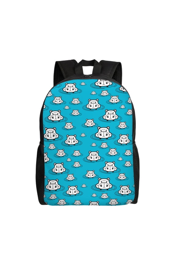 Hippo In Water Head Print Laptop Backpack for Work, College, Travel, Daily Backpacks for Men Women, Sport Rucksack,Computer Bag