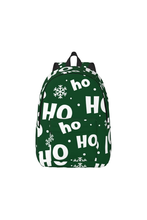 Ho Ho Ho A Print Canvas College Laptop Backpack, Durable Rucksack Travel Notebook Bag School Backpack Book Bag for Men Women-Medium
