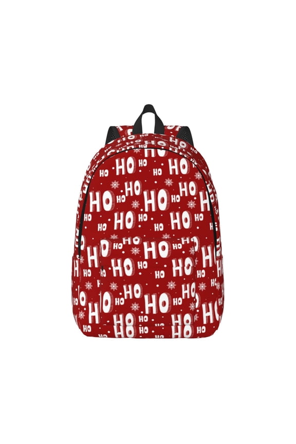 Ho-Ho-Ho Print Canvas College Laptop Backpack, Durable Rucksack Travel Notebook Bag School Backpack Book Bag for Men Women-Medium