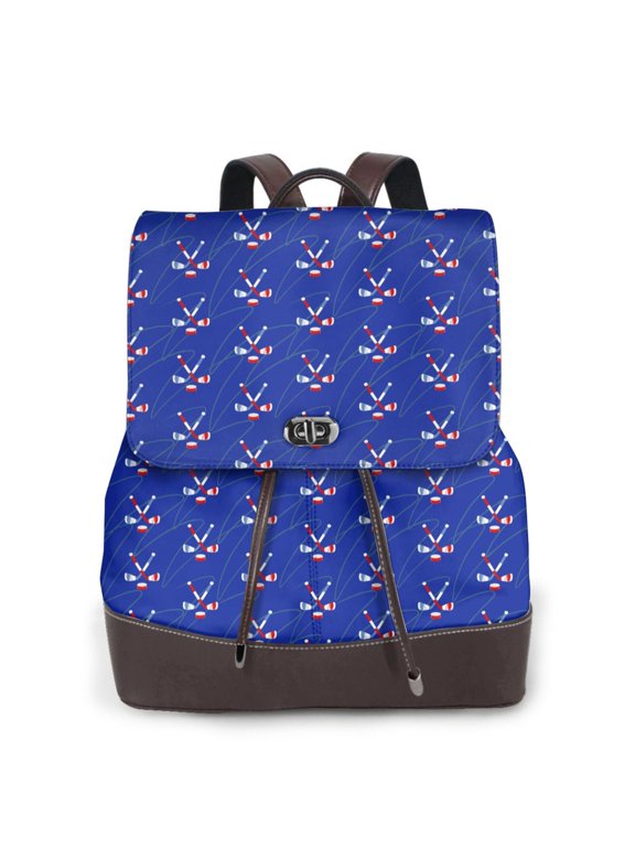 Hockey rint Leather Backpack,Trendy Leather Backpack,PU Leather Daypack, Ideal for Work, School, Nurse, College & Travel