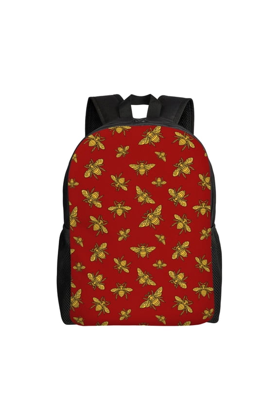 Hohey Bee Golden Print Laptop Backpack for Work, College, Travel, Daily Backpacks for Men Women, Sport Rucksack,Computer Bag