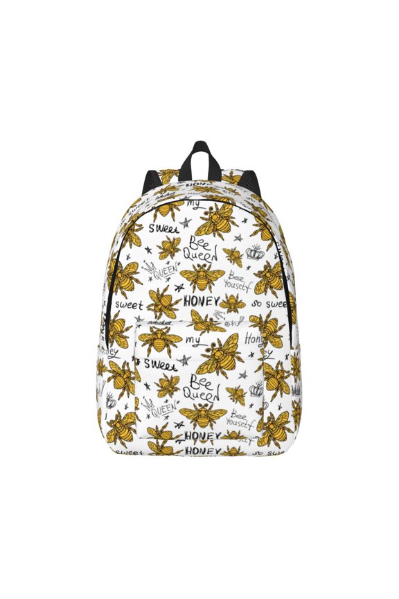 Hohey Bee Golden2 Print Canvas College Laptop Backpack, Durable Rucksack Travel Notebook Bag School Backpack Book Bag for Men Women-Medium