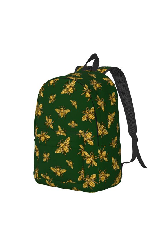 Hohey Bee Print Canvas Backpack for School & Outdoor,Laptop Excursion Backpack,Notebook School Bookbag For Men Women,for Work, Travel, and Everyday Use-Small