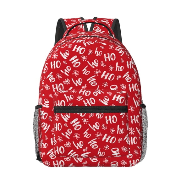 Honeii Hohoho Print Backpack for School,15.6 inch Laptop Back Pack for High School and College Students, Waterproof Computer Bookbag-One Size