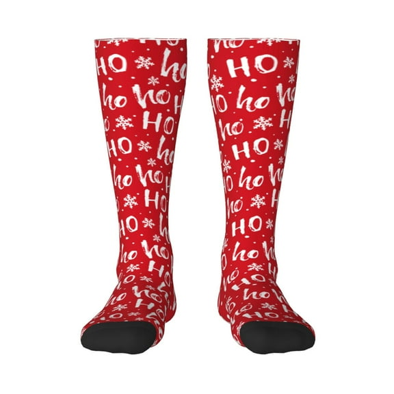 Honeii Hohoho Print Long Socks,Novelty Design Socks Gift for Men and Women,Crew Socks,Calf Socks