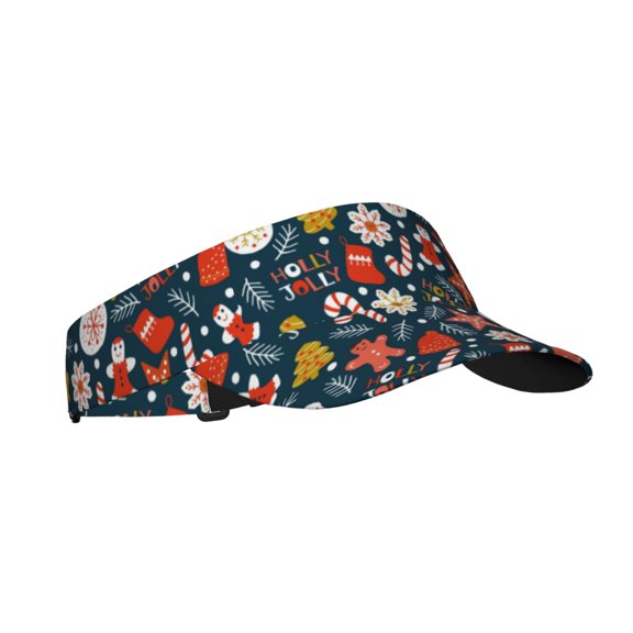 Honeii Holiday Christmas Cookies Print Adult Sunscreen Visor Cap, Adjustable Sun Protection Hat,Sun Visor Hats,UV Protection Outdoor Sports Golf Running Sun Caps