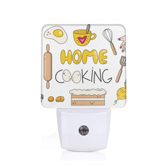 Honeii Home Cooking Print LED Night Light with Light Sensor, Night Lights Plug Into Wall,Ideal for Bedrooms and Hallways-US