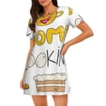 thumbnail image 1 of Honeii Home Cooking Print Women's Loose Short Sleeve Nightgown, Soft Cotton Sleepwear, Comfy Loose Fit Pajama Dress for Sleep and Lounge, 1 of 6