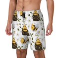 thumbnail image 1 of Honeii Honey Bee Insect Print Men's Swim Shorts,Mens Swim Trunks,Breathable Mesh Beach Shorts for Swimming,Surfing, and Beach Activities-X-Large, 1 of 6