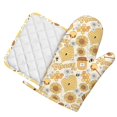 thumbnail image 1 of Honeii Honey Honeycomb patten Oven Mitts and Pot Holders Sets, Baker Oven Mitts, Mittens for Kitchen Decor, Baking Lover over Gloves Gifts, 1 of 7