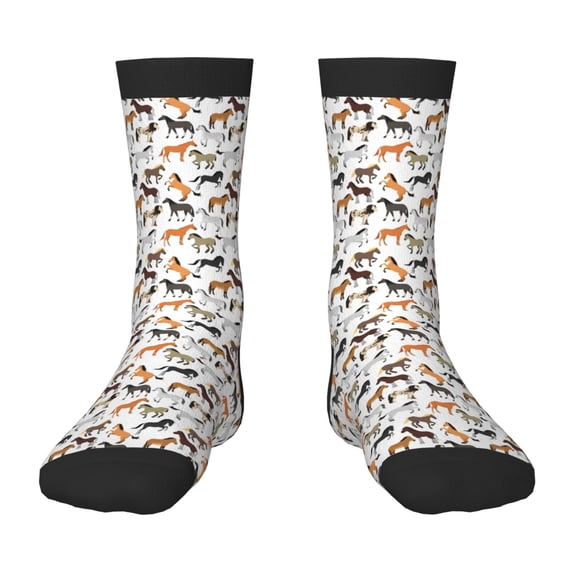 Honeii Horse Print Children's Colorful Socks,Unisex Kids and Toddlers' Cushioned Sock,Kids Athletic Crew Socks,for Everyday Wear and Sports