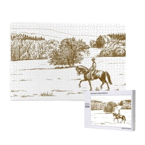Honeii Horse Rider In Field Pattern 1000 Piece Puzzles for Adults, Jigsaw Puzzles