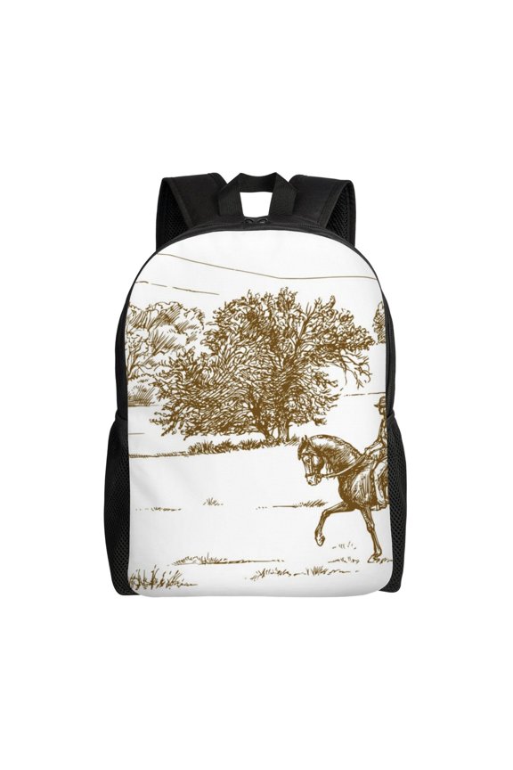 Horse Rider In Field Print Laptop Backpack for Work, College, Travel, Daily Backpacks for Men Women, Sport Rucksack,Computer Bag