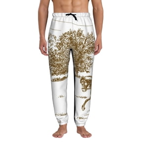 Honeii Horse Rider In Field Print Mens Jogger Sweatpants, Men's Lounge Pants with Pockets-