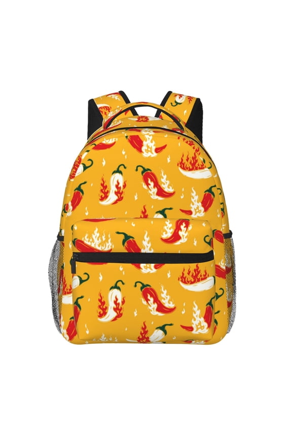 Hot Chilli Print Backpack for Both Men and Women, Basic Bookbag for College, Work, or Travel,Rucksack Computer Bag-One Size