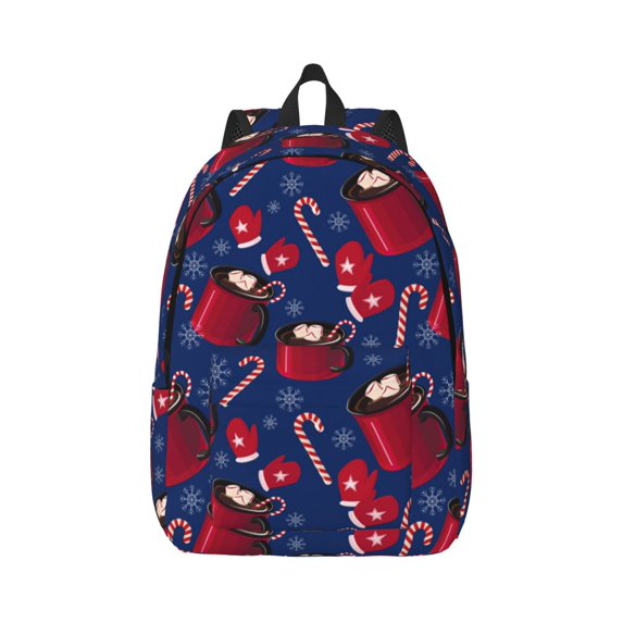 Honeii Hot Cocoa Snowflake Mittens Print Canvas College Laptop Backpack, Durable Rucksack Travel Notebook Bag School Backpack Book Bag for Men Women-Small