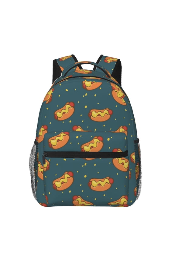 Hot Dog 6 Print Backpack for Both Men and Women, Basic Bookbag for College, Work, or Travel,Rucksack Computer Bag-One Size