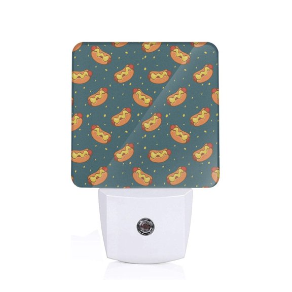 Honeii Hot Dog 6 Print LED Night Light with Light Sensor, Night Lights Plug Into Wall,Ideal for Bedrooms and Hallways-US