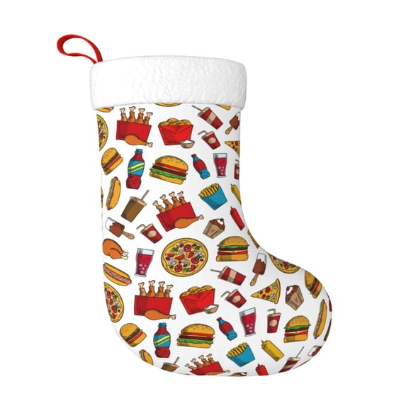 Honeii Hot Dog Pizza for Christmas Stocking,Large Xmas Stocking,Holiday and Family Stocking for Fireplace Christmas Holiday Party Decoration