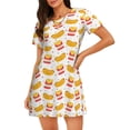 thumbnail image 1 of Honeii Hot Dog Print Women's Loose Short Sleeve Nightgown, Soft Cotton Sleepwear, Comfy Loose Fit Pajama Dress for Sleep and Lounge, 1 of 6
