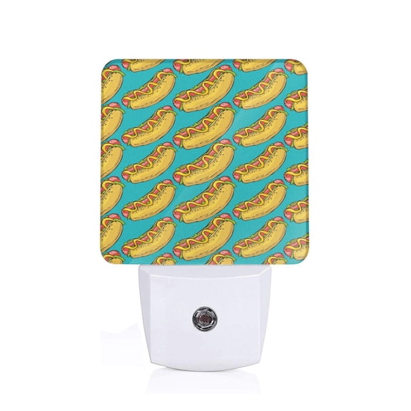 Honeii Hot Dogs 8 Print LED Night Light with Light Sensor, Night Lights Plug Into Wall,Ideal for Bedrooms and Hallways-US