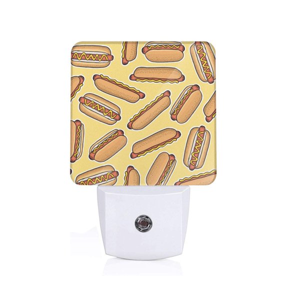 Honeii Hot Dogs Print LED Night Light with Light Sensor, Night Lights Plug Into Wall,Ideal for Bedrooms and Hallways-US