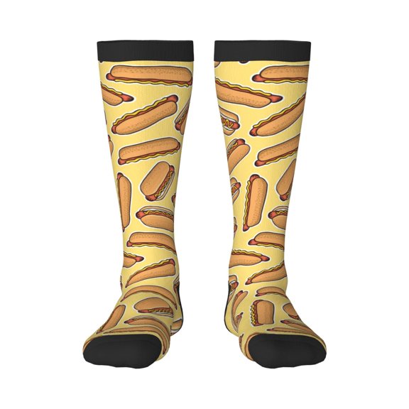 Honeii Hot Dogs Print Long Socks,Novelty Design Socks Gift for Men and Women,Crew Socks,Calf Socks