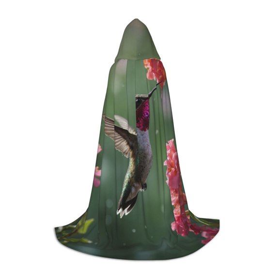 Honeii Humming Bird 1 Print Poncho Cape, Cloak Coat, Snuggly Hooded Wearable Blanket, Hooded Cape For Teenagers,Halloween Costumes-Small