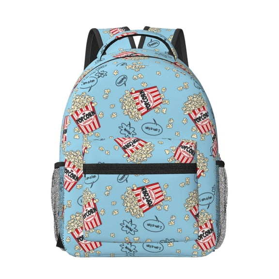 Honeii I Am A Fan Popcorn Print Backpack for School,15.6 inch Laptop Back Pack for High School and College Students, Waterproof Computer Bookbag-One Size