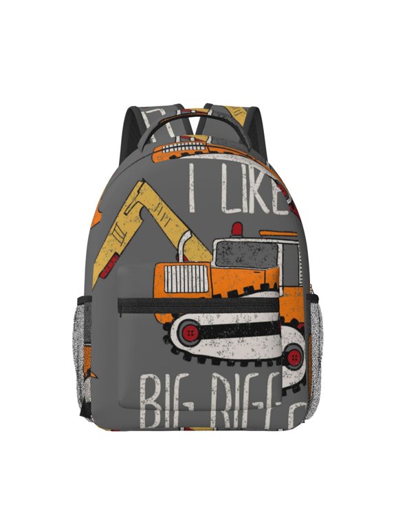 I Like Big Digger Print Backpack for School,15.6 inch Laptop Back Pack for High School and College Students, Waterproof Computer Bookbag-One Size