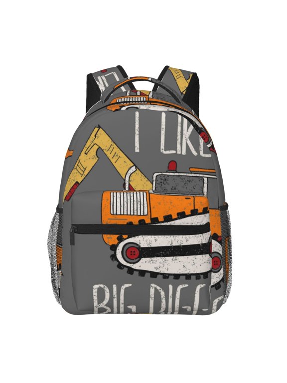 I Like Big Digger Print Backpack for Both Men and Women, Basic Bookbag for College, Work, or Travel,Rucksack Computer Bag-One Size