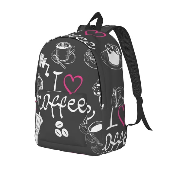 Honeii I Love Coffee Print Canvas Backpack for School & Outdoor,Laptop Excursion Backpack,Notebook School Bookbag For Men Women,for Work, Travel, and Everyday Use-Small