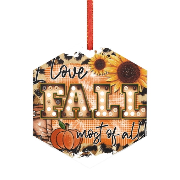 Honeii I Love Fall Most Of All Print Christmas Tree Acrylic Ornament | Christmas Decoration, Living Room Bedroom Garden Seasonal Decor for Christmas Tree-Hexagon