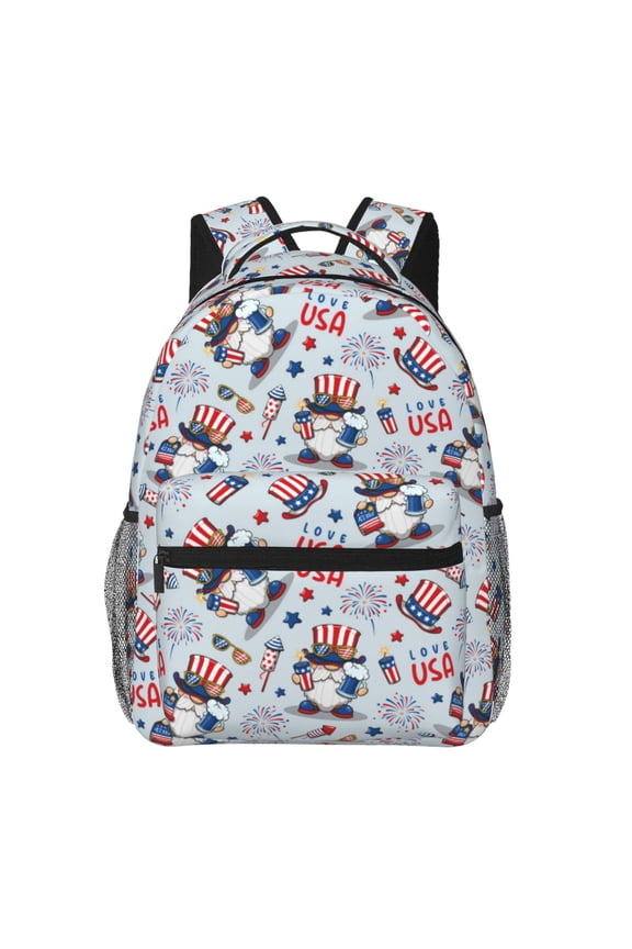 I Love USA Print Backpack for Both Men and Women, Basic Bookbag for College, Work, or Travel,Rucksack Computer Bag-One Size