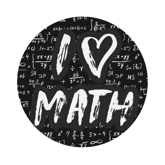 Honeii I love Math Print Leather Coaster Set of 6, Ideal for Safeguarding Your Furniture from Drinks Spills and Effortless Cleanup,Round Shape