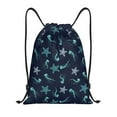 thumbnail image 1 of Honeii Ice Blue Starfish and Jellyfish Print Drawstring Backpack,Drawstring Bags String Backpack Gym Cinch Sack Backpack Sport Bag Draw-Medium, 1 of 6