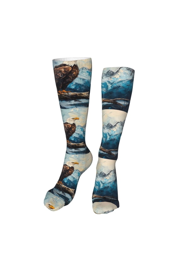 Iceberg Bald Eagle Print Calf Socks Sports Socks Seamless Toe, Trouser Socks,Knee High Long Socks for Women and Men-One Size