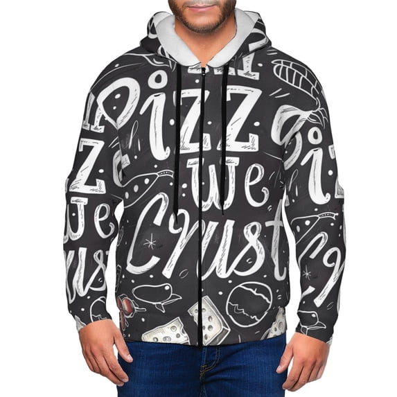 Honeii In Pizza We Crust Art Print Hoodies for Men, Pullover & Full Zip, Breathable Zip up Hoodie, Sweatshirt-XX-Large