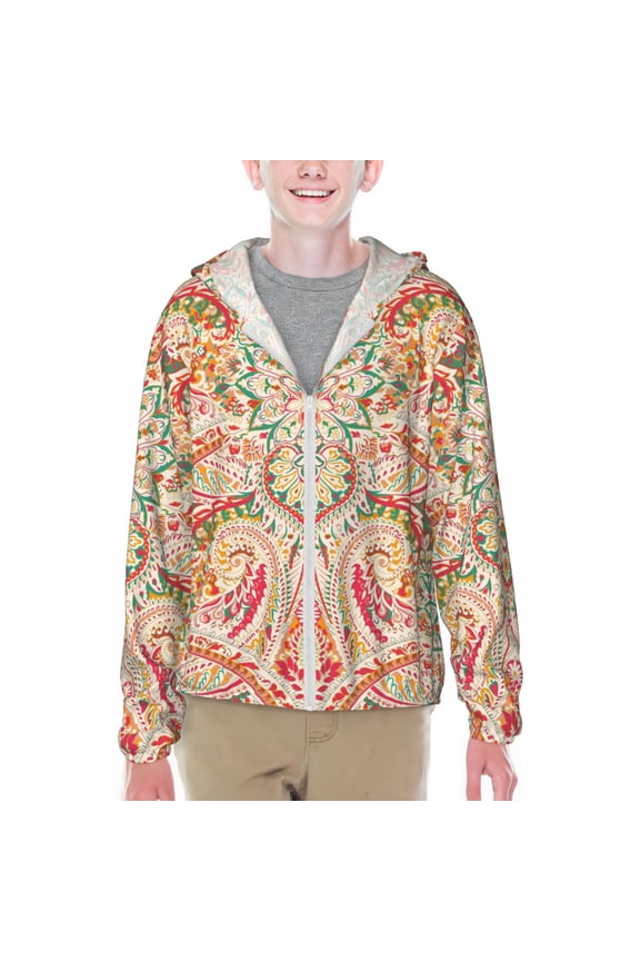 Indian Paisley 1 Print Sun Protection Jacket Hooded Cooling Shirt with Pockets Hiking Outdoor Performance-Small