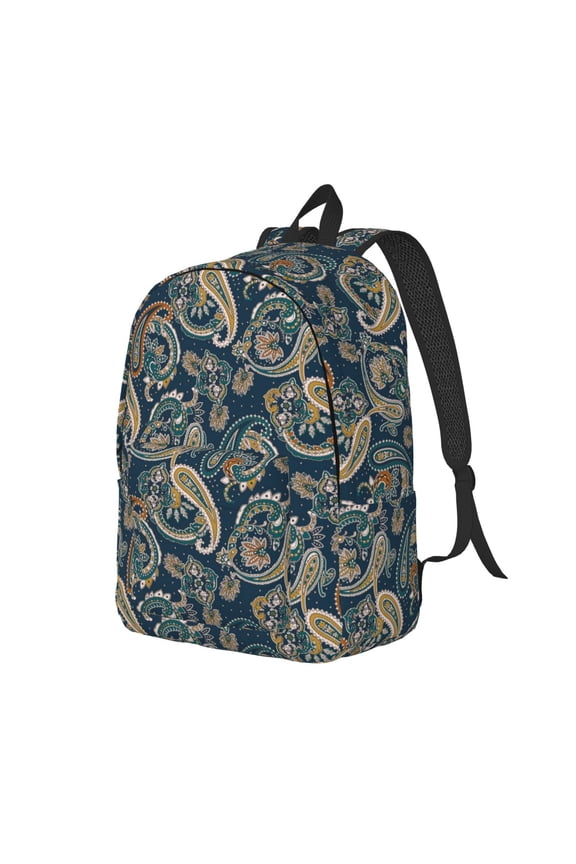 Indian Paisley 2 Print Canvas Backpack for School & Outdoor,Laptop Excursion Backpack,Notebook School Bookbag For Men Women,for Work, Travel, and Everyday Use-Medium