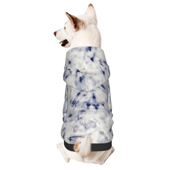 Honeii Indigo Tie Dye Print Small Dog Hoodies Pet Hooded Sweatshirts Fall Winter Puppy Cat Sweaters Warm Clothes for Small Dogs Outfits Costume-X-Small