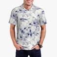 thumbnail image 1 of Honeii Indigo Tie Dye print Polo Shirt, a classic short-sleeved, button-down golf shirt designed for menLarge, 1 of 6