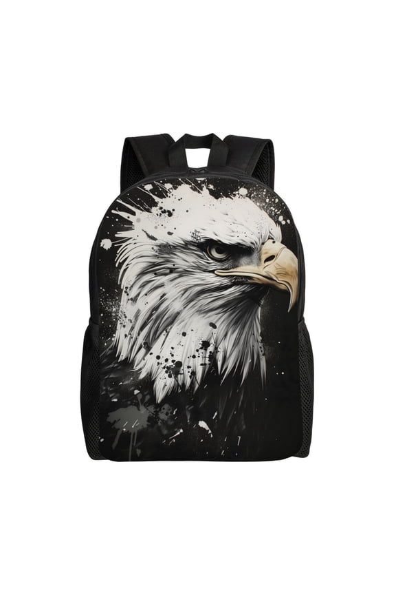 Ink Style Bald Eagle Print Laptop Backpack for Work, College, Travel, Daily Backpacks for Men Women, Sport Rucksack,Computer Bag