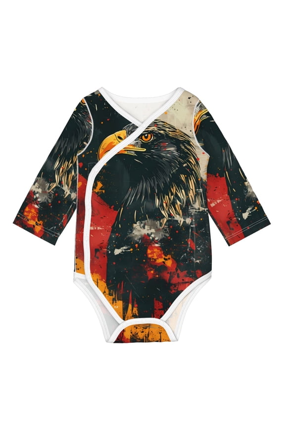 Ink Style Bald Eagle for Baby Long Sleeve Bodysuits One-piece 100% Organic Cotton for Infant Baby Boys and Grils, Unisex-