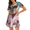 thumbnail image 1 of Honeii Island Vacation Guinea Pig Print Women's Loose Short Sleeve Nightgown, Soft Cotton Sleepwear, Comfy Loose Fit Pajama Dress for Sleep and Lounge, 1 of 6