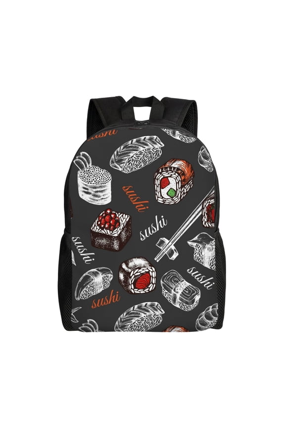 Japanese Sushi Hashi Print Laptop Backpack for Work, College, Travel, Daily Backpacks for Men Women, Sport Rucksack,Computer Bag