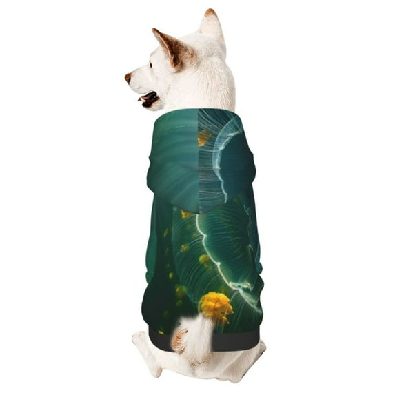 Honeii Jelly Fish Print Small Dog Hoodies Pet Hooded Sweatshirts Fall Winter Puppy Cat Sweaters Warm Clothes for Small Dogs Outfits Costume-Small