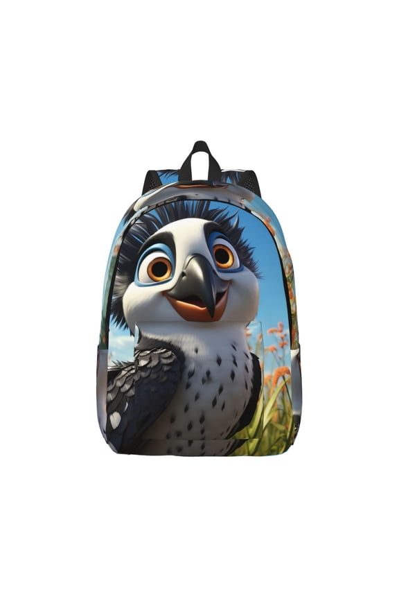 Joyful Animated Bird Print Canvas College Laptop Backpack, Durable Rucksack Travel Notebook Bag School Backpack Book Bag for Men Women-Medium
