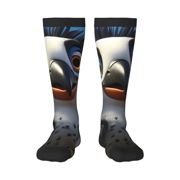 Honeii Joyful Animated Bird Print Long Socks,Novelty Design Socks Gift for Men and Women,Crew Socks,Calf Socks