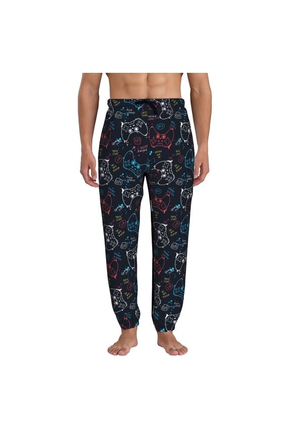 Joystick Gamepad Print Mens Jogger Sweatpants, Men's Lounge Pants with Pockets-Small